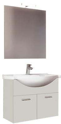 Mama Store EBE 80, Mobile 2 ante 80 cm, Bianco Lucido Laccato, L. 80 X P. 50 X H. 53 CM