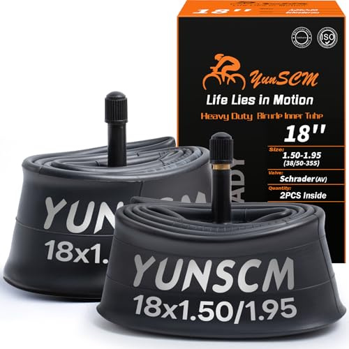 Yunscm 2Pcs Verdickung 18 Zoll Schlauch 18x1.50 18x1.75 18x1.85 18x1.95 AV32mm Schrader Ventil Premium Butylgummi Innenschläuche Ersatz für Fahrrad Reifen Schläuche 18x1.5/1.95