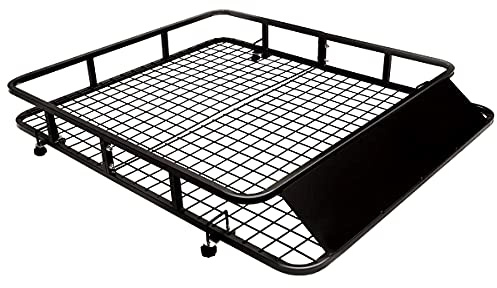 GYMAX Porte-Bagages de Toit de Voiture, Galerie de Toit de Voyage avec Déflecteur d’Air, Capacité 75 kg, 122 x 102 x 15CM, pour SUV, Facile à Monter