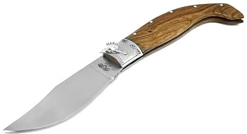 M. Zille Coltello Artigianale Pieghevole Tipo Arburesa in Acciaio Inossidabile con Manico in Legno - Tascabile da Collezione Tipo Sardo