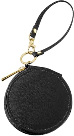 Damen Münzbörse aus echtes,RoadLoo Münzgeldbörse kleine Mini-Geldbörse Wasserdichtes Portemonnaie Münzbeutel Reißverschluss Runde Geldbörse mit Reißverschluss Coin Pocket für Frauen Mädchen (Schwarz)