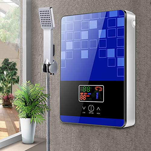 Caskunbsy Scaldabagno elettrico istantaneo 6500W scaldabagno senza serbatoio warmwasserspeicher Scaldabagno elettrico Adatto per doccia, bagno cucina e caravan (blu), FQP-106