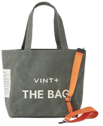 VINT+ Canvas Bag Damen Handtasche – Moderne Schultertasche mit wählbarem Tragegurt – Casual Shopper Tasche ideal für Arbeit, Uni, Schule & Reise | Wasserabweisend, 100% Baumwolle | Big, Loden Grün
