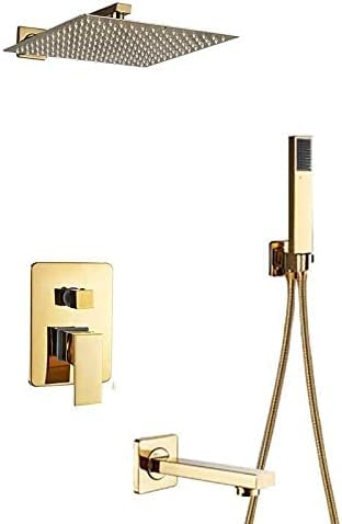Goldenes Duschset, 8/10/12 Quadratischer Regenduschhahn, Wandmontage, Badarmatur, Verdecktes Duschmischer-Set, Badewannenarmatur, 12 Zoll 2-Wege-Ventil,12 Zoll 3-Wege-Ventil
