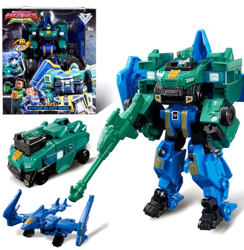 Quantum Heroes DINOSTER Robot Transforming 2 en 1 Stego Blast Wing, 7,28 in