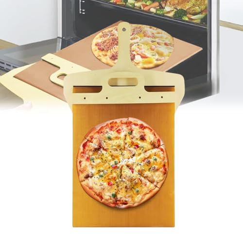 WAVATA Pelle à pizza Sliding - En bois - Avec poignée - Pour pizzas faites maison, pâtisserie, pain - Accessoires de pizza