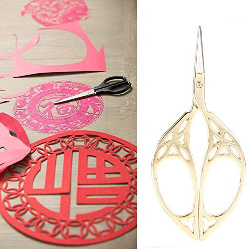 Stickschere, Vintage-Schere, Vintage-Schere, Edelstahl, Haushalts-Nadelschere, Bastelschere, Kreatives Blatt-Design für Stickerei, Nähen, Crewel, DIY-Handwerk (GOLD)