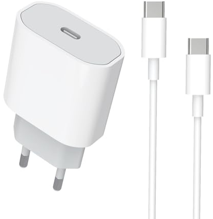 USB C 20W snabbladdare för iPhone iPhone 17/17 Pro/17 Pro Max/16/15/Air, MFi-certifierad laddare och kabel typ C till C 1 m för iPad Pro/Air, USBC, snabbladdning, vägguttag, laddare, strömadapter