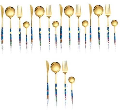 Cabilock 5 Set Set Di Posate Natalizie Posate Natalizie in Acciaio Inossidabile Stoviglie Natalizie Stoviglie Per Feste Forchette Da Dessert Natalizie Posate Per Cibo Occidentale