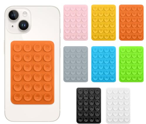JAMSSOW 8 x Supporto per cellulare con ventosa, in silicone, supporto quadrato per cellulare, supporto autoadesivo con 24 ventose, ventosa unilaterale in silicone