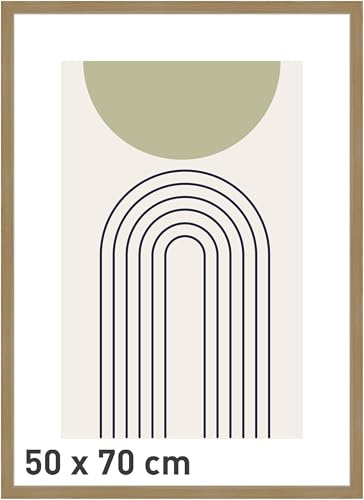 accent by nielsen Holz Bilderrahmen Velino, 50 x 70 cm, Hellbraun | Holz (MDF) Posterrahmen im Hoch- & Querformat zum Aufhängen Hellbraun matt Echtglas
