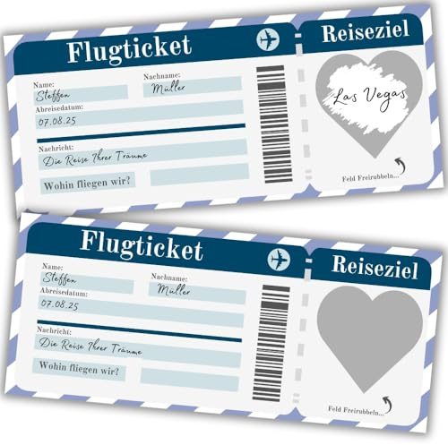 JOCERO - Flugticket Geschenk Reisegutschein Gutschein Karte | Reisegutschein Geschenk Verpackung | Gutschein Reise Kreuzfahrt Geburtstagskarte | Rubbellos-Idee für Paare, Familie und Freunde |1 Stück