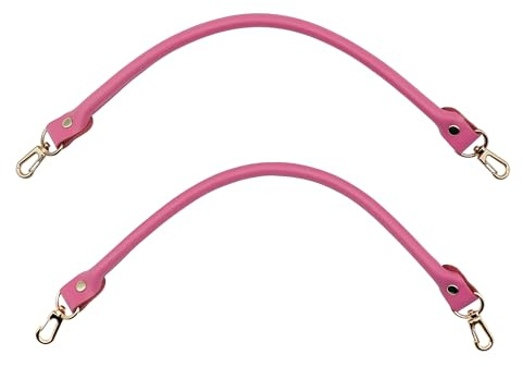 WANYI 2 Stück Taschengurte zum Wechseln 40CM Leder Taschenhenkel Taschengriffe Ersatz Lederriemen Taschenriemen Schultergurt für Taschen DIY Taschenzubehör mit 2 Gold Karabinerhaken (Rosa)