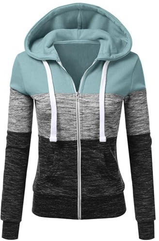 Newbestyle Jacke Damen Sweatjacke Hoodie Sweatshirt Pullover Oberteile Kapuzenpullover,Green,3XL