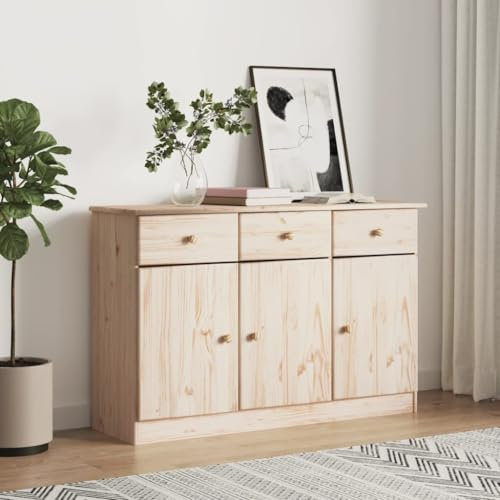 ShGaxin Sideboard ALTA 112x35x73 cm Massivholz Kiefer, Flurschrank, Kommode Schlafzimmer, Wohnzimmerschrank, Flur Kommode, Beistellschrank, Kommodenschrank, Küchenschrank - 353937