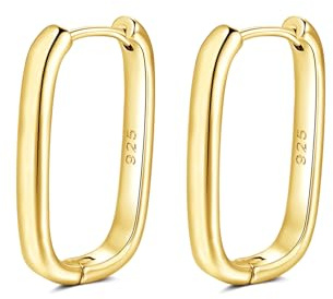 Creolen Silber 925 Ohrringe Silber 925 Eckige Creolen Gold für Damen Mädchen Herren, Hypoallergen Huggie Schlafen Knorpel Ohrringe Klein 15 20mm