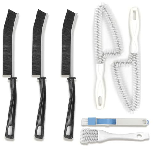 7 pezzi Kit di spazzole per scanalature per finestre, spazzola per la pulizia delle finestre, spazzole per la pulizia delle fessure per angoli stretti in casa, cucina, bagno e scanalature per finestre