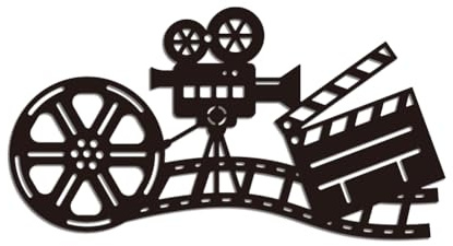WADORN Wanddekoration Aus Metall Mit Filmrolle Abstrakte, Antike Kino Wandkunst Aus Metall Schwarzer Film Dekorative Filmrolle Zum Aufhängen Dekor Für Zuhause Büro Schlafzimmer Arbeitszimmer 30x16cm