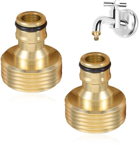 Riisoyu 1 Zoll Messing Schnellkupplung, 2 Stück Wasserhahn Adapter mit 1 Zoll Außengewinde Hahnverbinder Gartenschlauch Wasserhahn Adapters Anschluss Schlauchkupplung Schnellkupplung