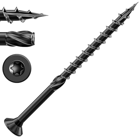 Valorada 50Pcs Decking Screws 4.8 x 76mm, Torx Countersunk Wood Screws, Outdoor Wood Screw, Black Oxide Finish for Fence, Timber