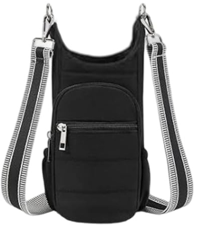 Ronyme Water Bottle Holder with Strap Crossbody Portable with Phone Water Bottle Carrier for Walking Camping Outdoor Sports, Black