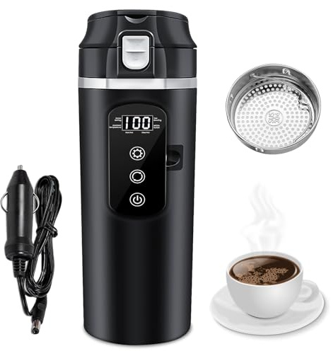 Auto-Heizbecher DC 12V/24V, 500ml Wasserkocher Für Auto, Auto Mini-Kaffee-Wasserkocher, Tragbarer Elektrischer Reisebecher, Elektrischer Reisewasserkocher, Ein-Key-Opera, Automatische Abschaltung