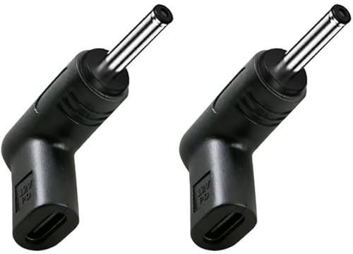 VISSQH 2 Piezas 90 Grados Adaptador USB C a DC 12V,Conector de Convertidor USB 3.1 C Hembra a DC 3.0 x 1.1 mm Macho,PD Emulador de Gatillo Adaptador de Corriente