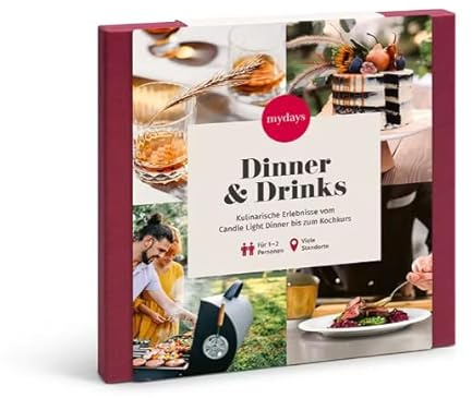 mydays Geschenkbox Dinner & Drinks | Kulinarische Erlebnisse vom Candle Light Dinner bis zum Kochkurs