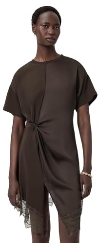 AllSaints Abito Lungo da Donna Pizzo Lana, Modello Mini, Marrone Bottiglia, Regno Unito 8/Stati Uniti 4