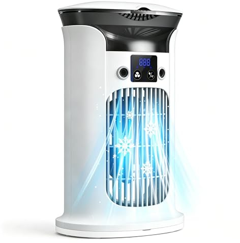 Climatiseur Mobile avec Réservoir 880ML, Mini Climatiseur Portable, Refroidisseur d'air, Petite Climatisation Mobile pour pièce, Climatiseur Mobile sans tuyau d'évacuation