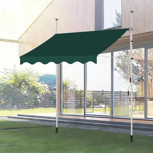 JHIAADEY Toldo De Terraza,Toldos Exterior Terraza Retractil,Toldo Balconera,Resistente A Los Rayos UV,Proporciona Sombra Y ProteccióN contra,Adecuado For Entradas,Balcones(Dark Green,4M/13.1FT)