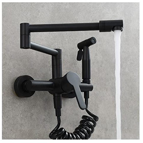Cuivre dissimulé bassin chaud et froid de cuisine robinet pliable allongé balcon tournant universel(B)