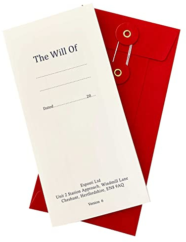Esposti Formular des Letzten Willens und Testament - Überarbeitete Neuausgabe - 2er-Pack - Für zwei Personen zur Testamentserrichtung - Anleitungen zum Ausfüllen - 2 rote Qualitätsumschläge