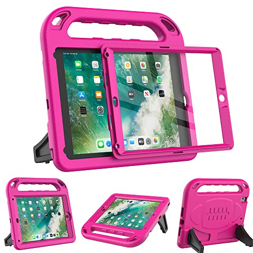 Surom Case for iPad 6th/5th Gen 9.7 2018/2017, Air 2/Pro9.7, Rose | Built-in Screen Protector, Shockproof Light Weight Case for Kids, Protable Handle, Stable Stand