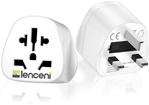 LENCENT 2Pcs World to UK Travel Adapter, Universal Input Socket Accepts USA/Europe/China/Australia Plugs, Universal Adapter to Type G UK Plug Adaptor
