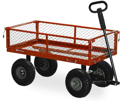 Carrito de Mano con Barras Laterales abatibles, Carga máxima de 300 kg, Porta Paquetes y Todo Carro de jardín