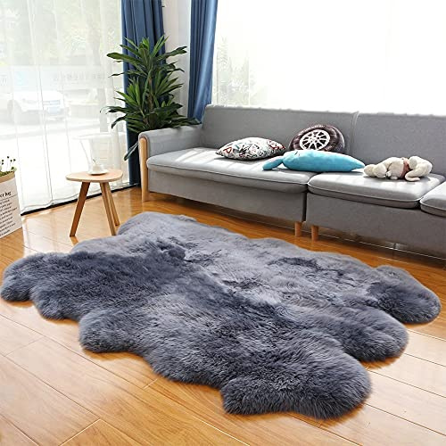 Riktiga Stora Fårskinnsmattor Stora Fluffiga Fårskinnsmattor Äkta Pälsmatta Naturliga Päls Furry Matta För Vardagsrum Sovrum Äkta Fårskinnsmatta Stort Fårskinnsområde Matta Fårskinn Kasta (150X200cm)