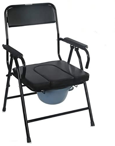 WIUPJGBD Toilettenrollstuhl, Toilettenstuhl faltbar werkzeuglose Montage geringes Gewicht mit Eimer/Deckel/Spritzschutz für Menschen mit eingeschränkter Mobilität