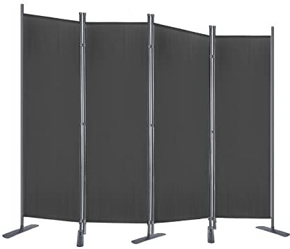NAIZY Paravent 225 x 180 cm, rumsavdelare, inomhus, insynsskydd, balkong, skiljevägg med buntband och spikar och stativ, solskydd, vindskydd, UV-skydd, skärmvägg utan borrning, insynsskyddsvägg, mörkgrå