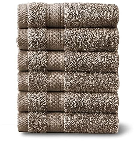 TT ThreadTrade Premium Pack of 6 Guest Towels Flannels-Soft and Absorbent 100% Egyptian Combed Cotton 6 washcloths Fingertip 30x 45 cm 500 GSM (Charcoal)