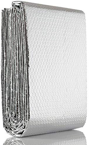 Reflect A Heat Radiator Insulation Foil Self-adhesive Aluminium Bubble Insulation Foil Vapour Barrier and Thermal Various Size for Use in Walls,Campervan,Floors and Roofs(1mx1m)