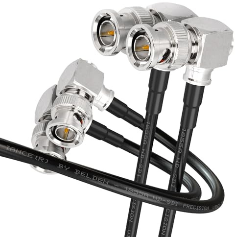 Superbat Cavo SDI 6G BNC 75 Ohm Maschio a Maschio Belden 1855A Sottile 60cm | Doppia Schermatura, BNC Angolato, Flessibile, HD/3G/6G, 4K, 2 Pezzi, per Blackmagic, Telecamera, Convertitore, Monitor e CCTV