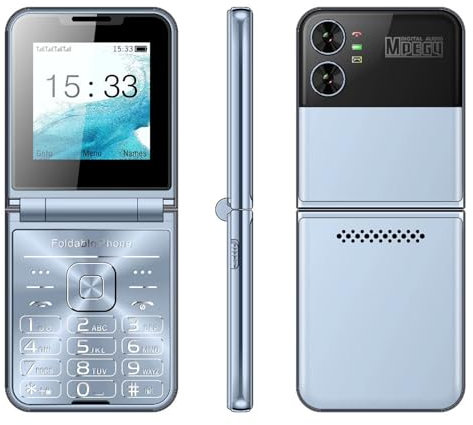 Téléphone Portable à Rabat pour Personnes âgées, Téléphone Portable 2,6 Pouces, débloqué, 2G, Gros Bouton, Son Fort, Téléphone de Base pour Personnes âgées (Blue)