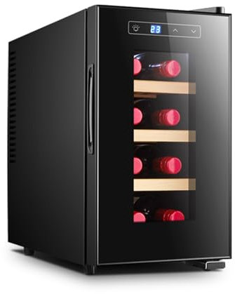 Réfrigérateur à vin 8 bouteilles 8-18 °C Refroidisseur à vin thermostatique, Mini refroidisseur à vin compact indépendant,B
