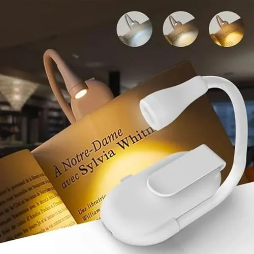 POCKETMAN Buchlichter, 2 Stück, Nachtlicht, wiederaufladbare Leselichter für Bücher im Bett, LED-Buch-Nachtlampe, 3 Farben, stufenlose Helligkeit, Clip-Leselampe