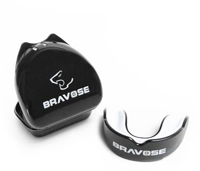 Bravose Premium Mouth Guard Boxing for Adults and Juniors | Dual Layer Gum Shield with Case for Boxing, Kickboxing, MMA, Muay Thai | Slim Fit Professional Mouthguard Jaw Braces (Black)