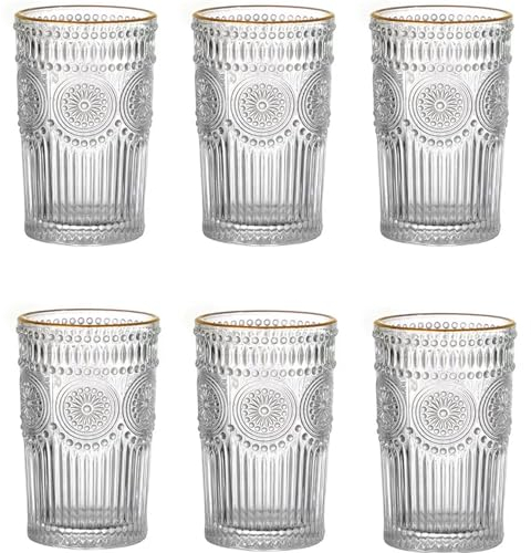 TRESV Set de 6 Vasos de Cristal Agua y Bebidas Alcohólicas,Vasos de Transparentes Cristal de 350 ml,Aptos para lavavajillas (Set de 6 Vasos de350 ml Transparente)