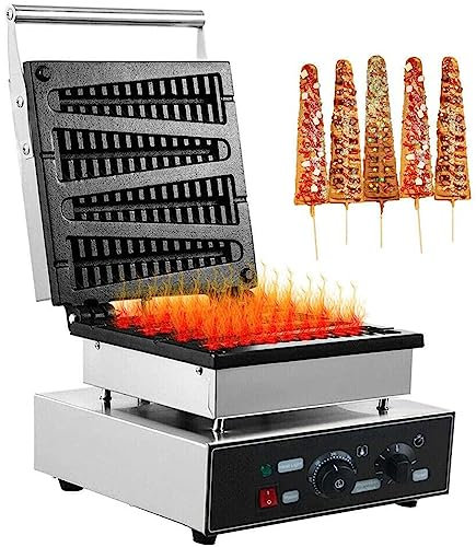 ANGDI Commercial Stick Waffle Maker, 1750W Electric Waffle Maker, Makes 4 Tree Shaped Waffles, Nonstick Corn Dog Maker, 50-300℃ Temperature Control, 0-5min Timing, for Restaurants, Homes, Schools