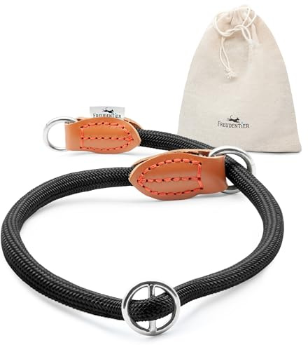 FREUDENTIER Zugstopp Halsband Hunde - Retriever Halsband - Hundehalsband Zugstopp für kleine, mittelgroße & große Hunde (Schwarz, S)