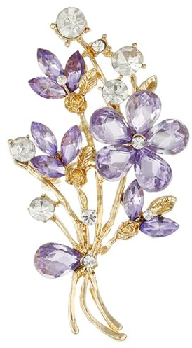 CVNRCLP Elegant Violet Flower Brooch - Stunning Purple Crystal Rhinestone Pin for Women, Perfect for Backpack and Jacket Decoration